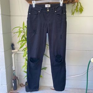 PAIGE Denim Black Verdugo Ankle Distressed Jeans